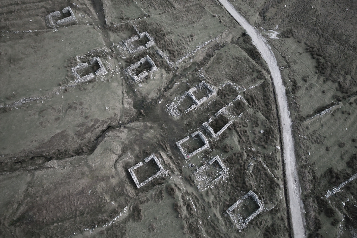 Drone shot of stone ruins