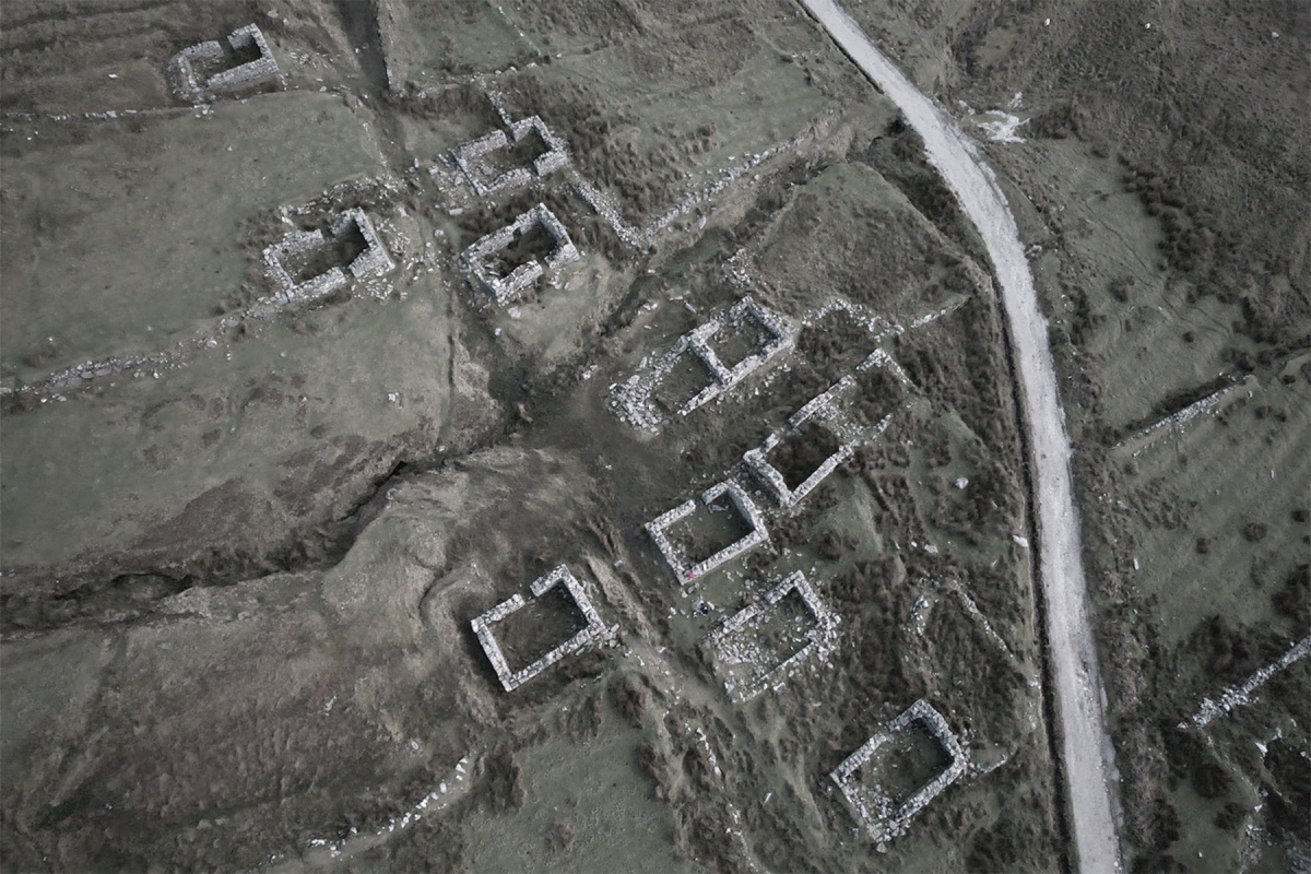 Drone shot of stone ruins
