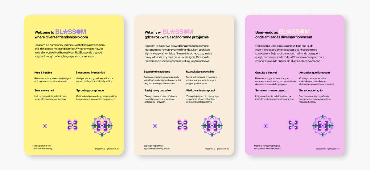 Information leaflets displayed in different languages